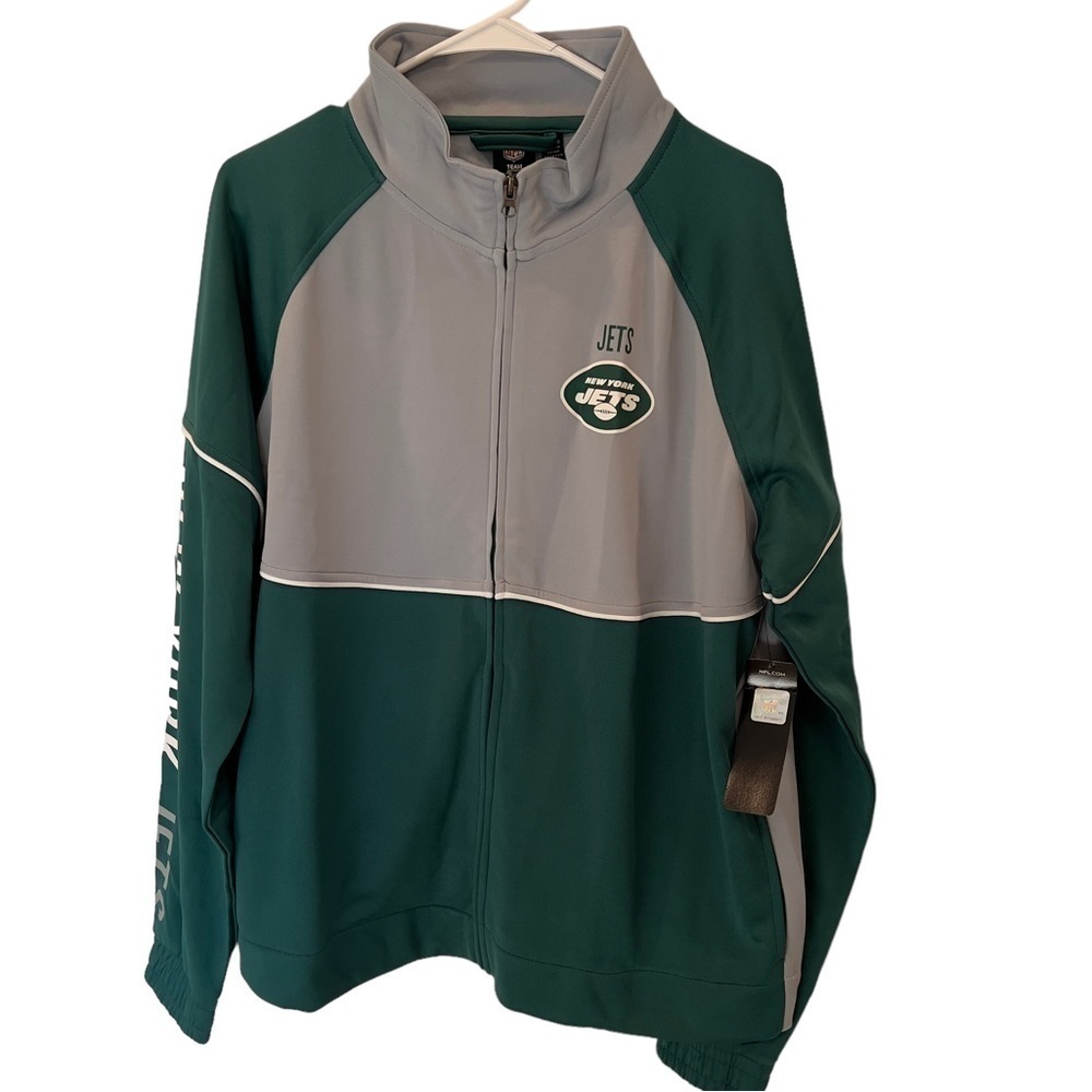 NFL Team Apparel Womens New York Jets Zip Up Track Jacket w/ Pockets Siz…